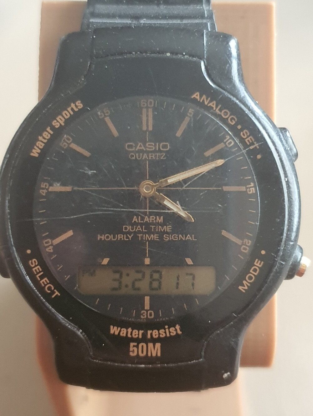 Vtg Casio AW-30 Ana-Digi Dual Time Alarm Chrono Men's Watch